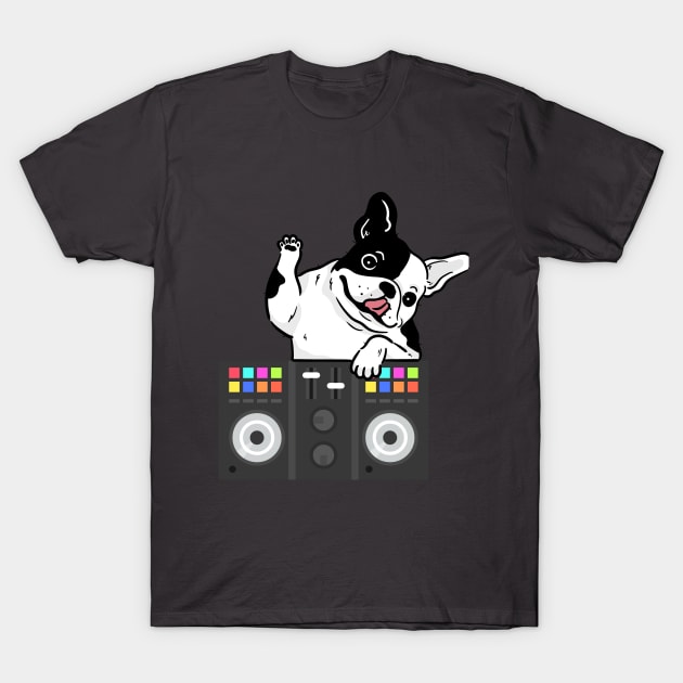 pug dog cartoon and funny dj T-Shirt by Fresh aus